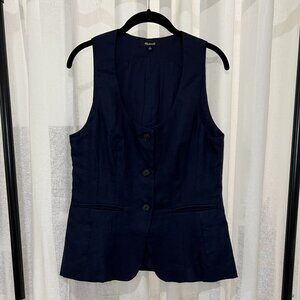 Madwell 100% Linen Navy Blue Vest Top